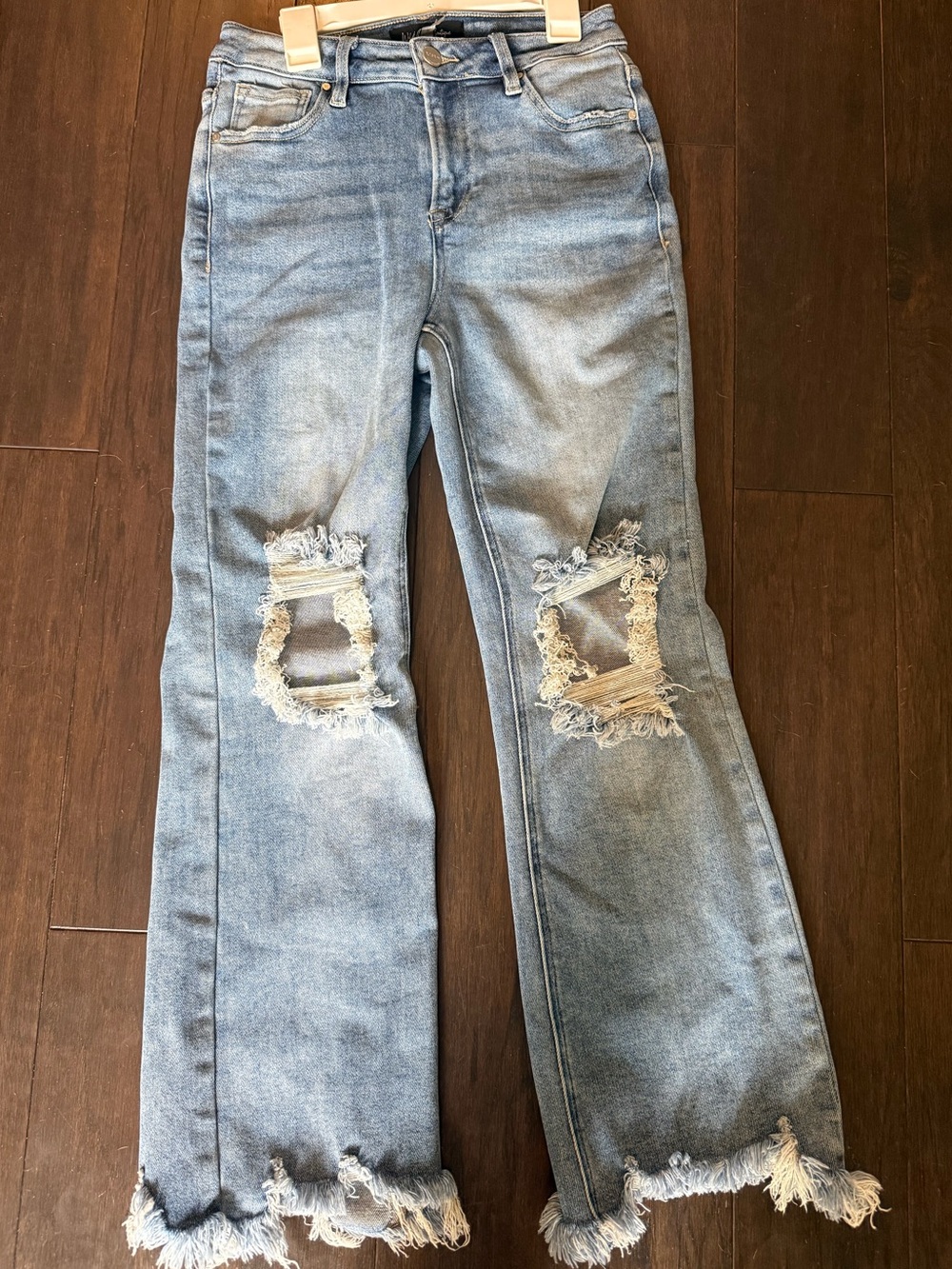 Light Blue Distressed Straight Leg Women's Jeans